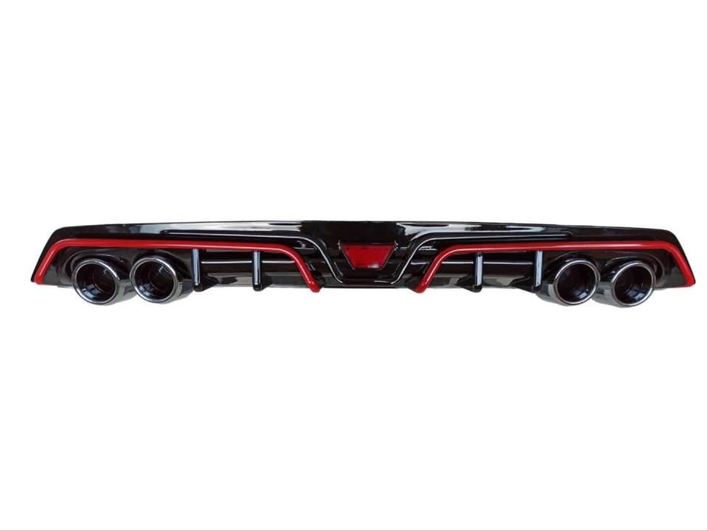 CIVIC FC5 2016-2020 IÇIN UYUMLU DIFÜZÖR 4 EGZOZ PIANO BLACK KIRMIZI SERITLI 