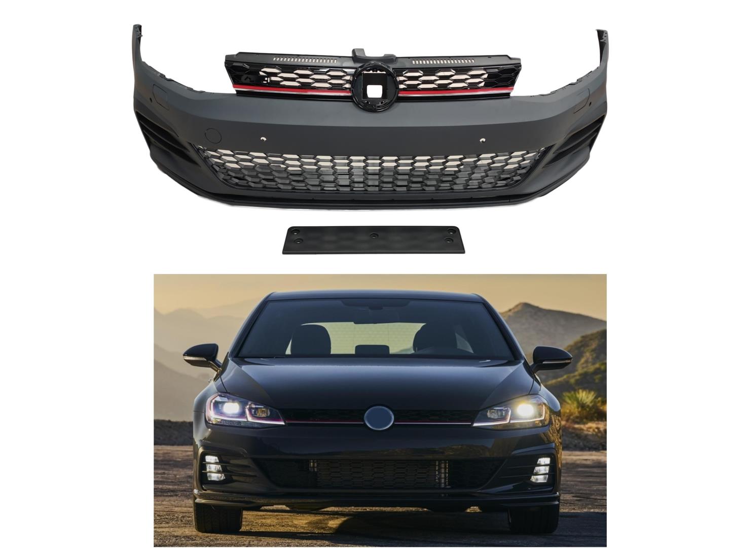 GOLF 7,5 2017-2020 IÇIN UYUMLU GTI ÖN TAMPON VE PANJUR SETI 