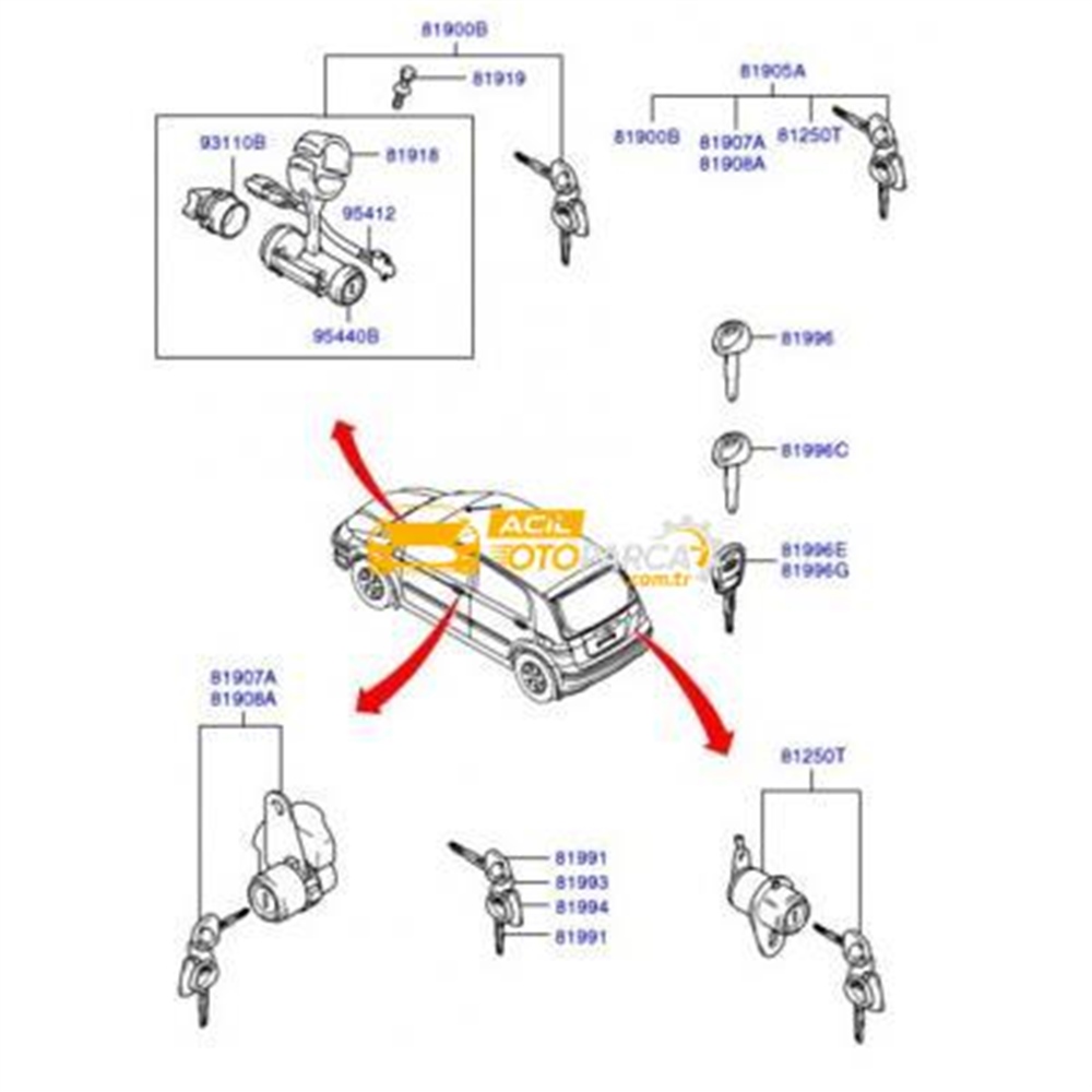 Hyundai Getz Kontak Ki̇li̇t Seti̇ 2002-2005
