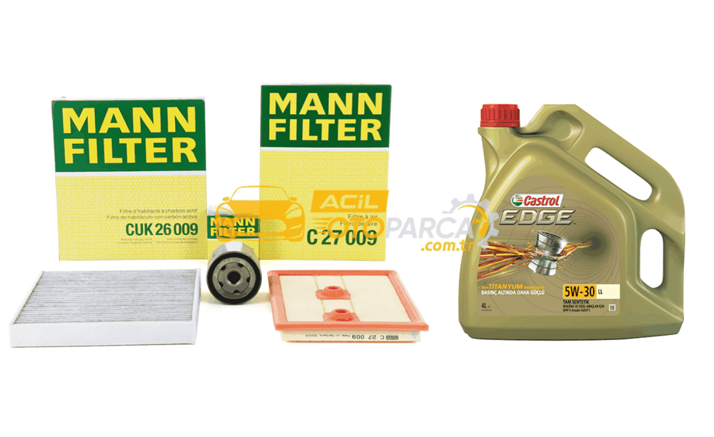 MANN Volkswagen Golf 7 1.2 - 1.4 TSI Periyodik Bakım Seti Motor Yağlı Mann Castrol Motor Yağlı
