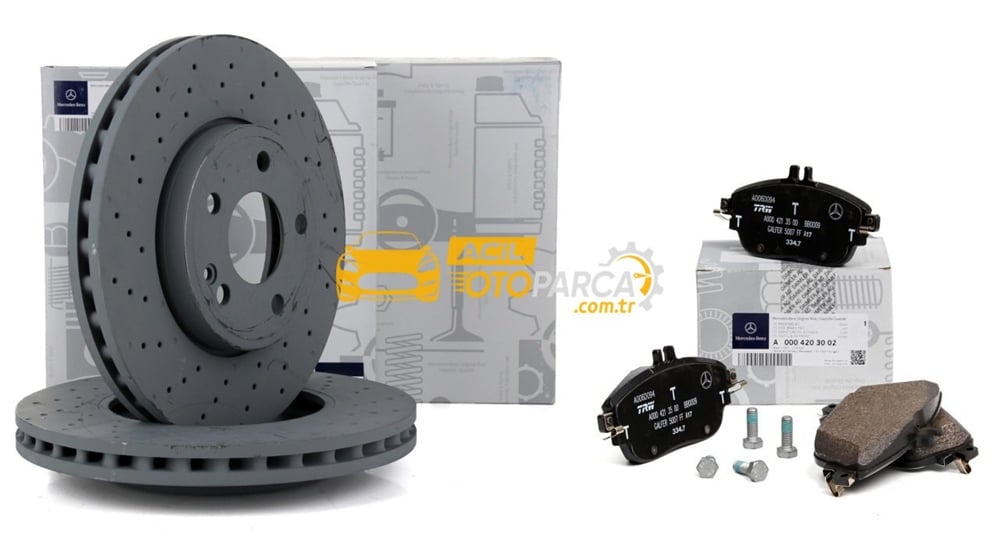 Mercedes Benz A Serisi W176 A200 (AMG TİP) Ön Fren Disk Ve Balata Seti Orjinal (2464212512, 0004203002-2)