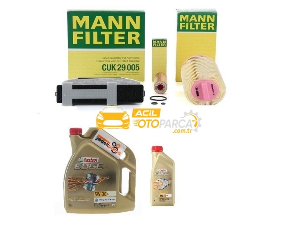 Mercedes W204 Kasa C180 Kompressor Periyodik Bakım Filtre Seti Mann Marka Castrol 5W30