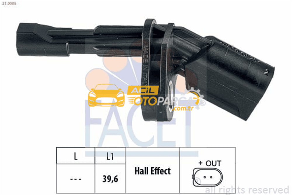 Volkswagen FACET 21.0008 | ABS Sensörü Arka Sağ Golf V Octavia II Passat Touran 04 > 11