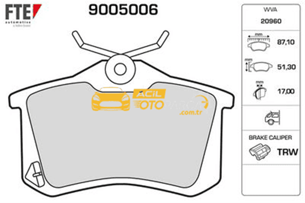 Volkswagen FTE 9005006 | Arka Fren Balatası Megane II A3 Golf Passat II,III,IV Vento Jetta II Octavia Cordoba Ibiza Toledo P405