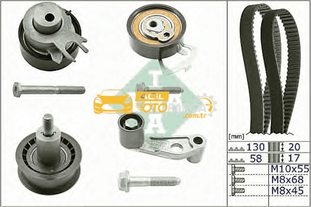 Volkswagen INA 530008910 | Volkswagen Polo 2010-2013 1.2 / 1.4 Benzinli Triger Seti