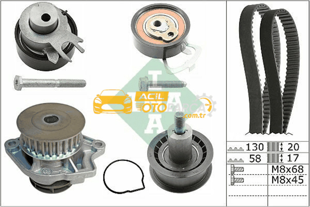 Volkswagen INA 530053830 | Triger Eksantrik Gergi Seti Devirdaimli Fabia Octavia Caddy 99-06 Afk Bcb Aqq Aub Ap G Aua B