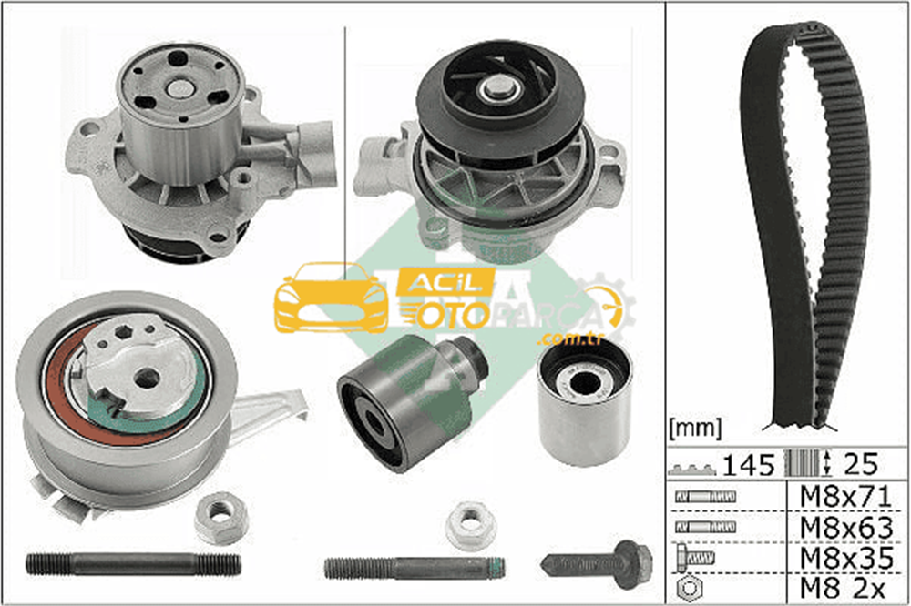 Volkswagen INA 530069931 | Triger Seti Su Pompalı A1 A3 A4 A5 A6 Q3 Q5 Tt Arona Ateca Ibiza Leon Toledo Karoq Kodiaq Octavia Su