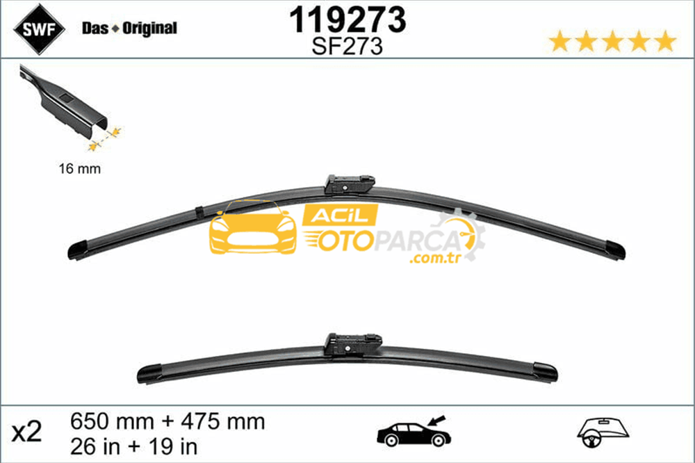 Volkswagen VALEO 119273 | On Silecek Takımı Kit Passat 15 -