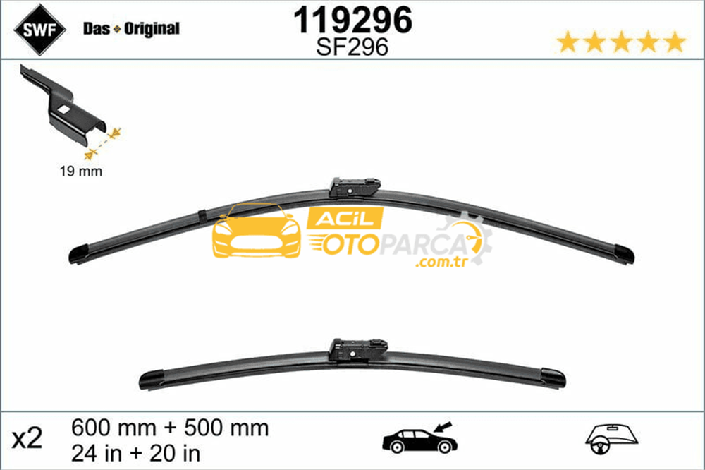Volkswagen VALEO 119296 | Silgi Süpürgesi Tk 60 + 50Cm 07-Aı.A4-A5 Flat Blade