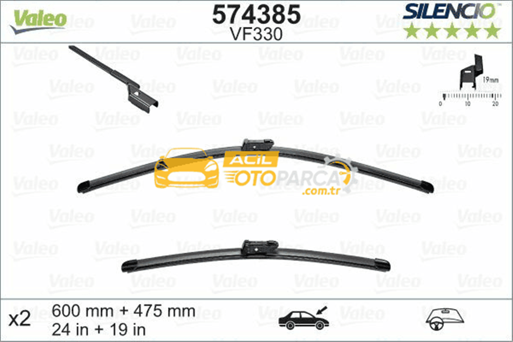 Volkswagen VALEO 574385 | Silgi Süpürgesi Tk 60 + 47Cm 06-Psst-Cddy-Golf F.Blade