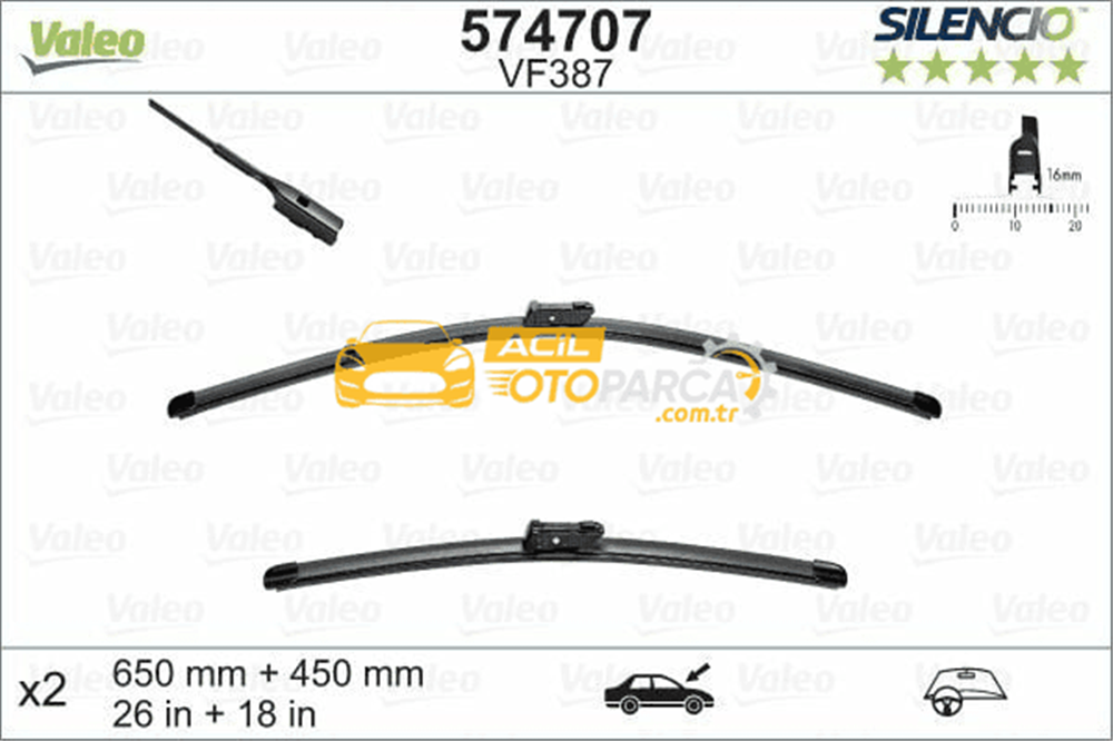 Volkswagen VALEO 574707 | Silgi Süpürgesi Tk 65 + 45Cm 13-Golf.VII-Passat-Superb-A3