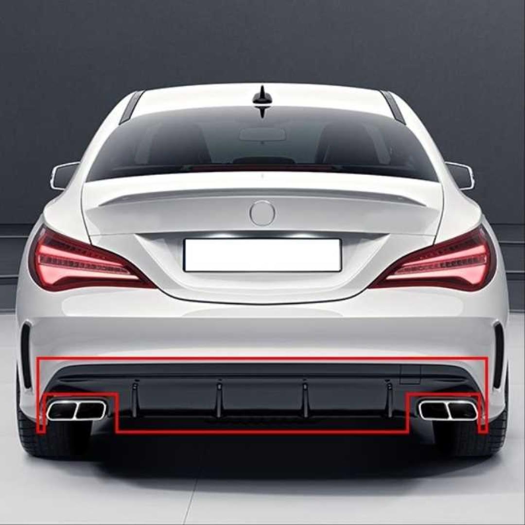 W117 CLA IÇIN UYUMLU CLA 45 GÖRÜNÜM  13-15  DIFÜZÖR & EGZOZ SETI - SILVER EGZOZ  ILE