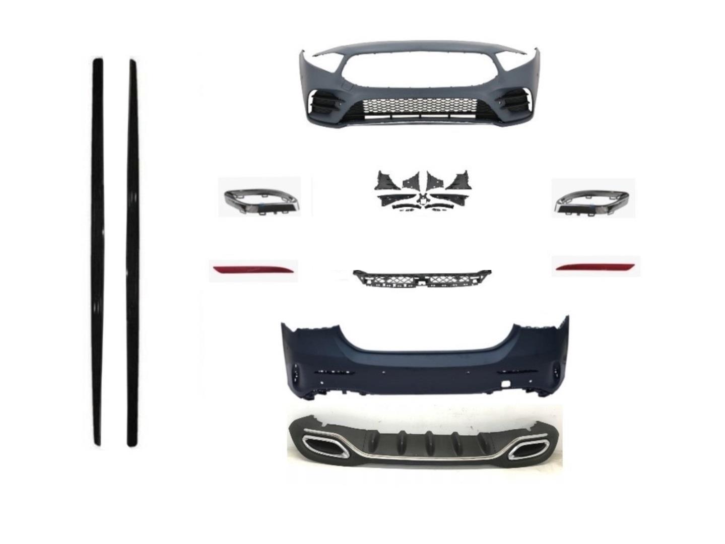 W177 HB A SERISI IÇIN UYUMLU AMG SET (ÖN ARKA TAMPON , DIAMOND PANJUR,MARSPIYEL,EGZOZLAR) 