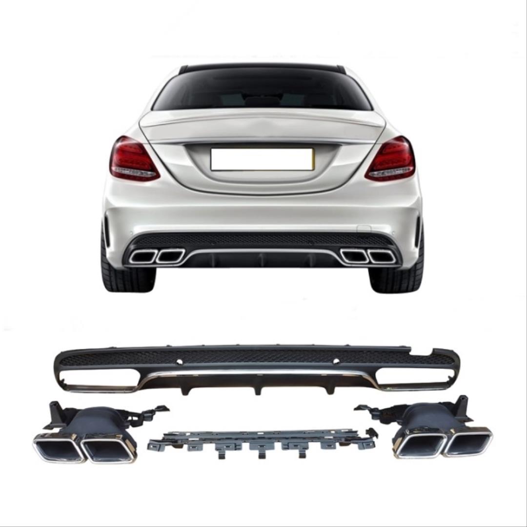 W205 C SERISI IÇIN SILVER DIFÜZÖR & EGZOZ SETI (AMG SEDAN) (KROM TRİM)