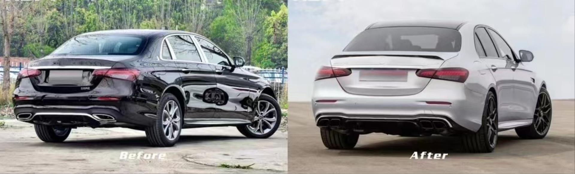 W213 E SERISI IÇIN UYUMLU 2021+ E63 DIFÜZÖR VE SIYAH EGZOZ SETI (AMG SEDAN) 