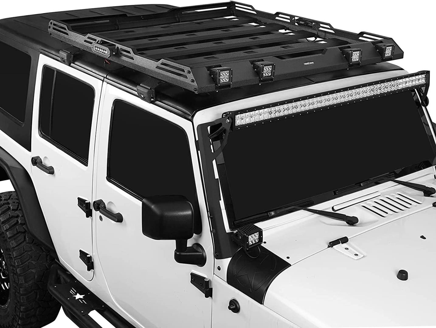 WRANGLER JK 2007-2017 IÇIN UYUMLU TAVAN SEPETI ve CAM CERCEVESI (LEDLI) 