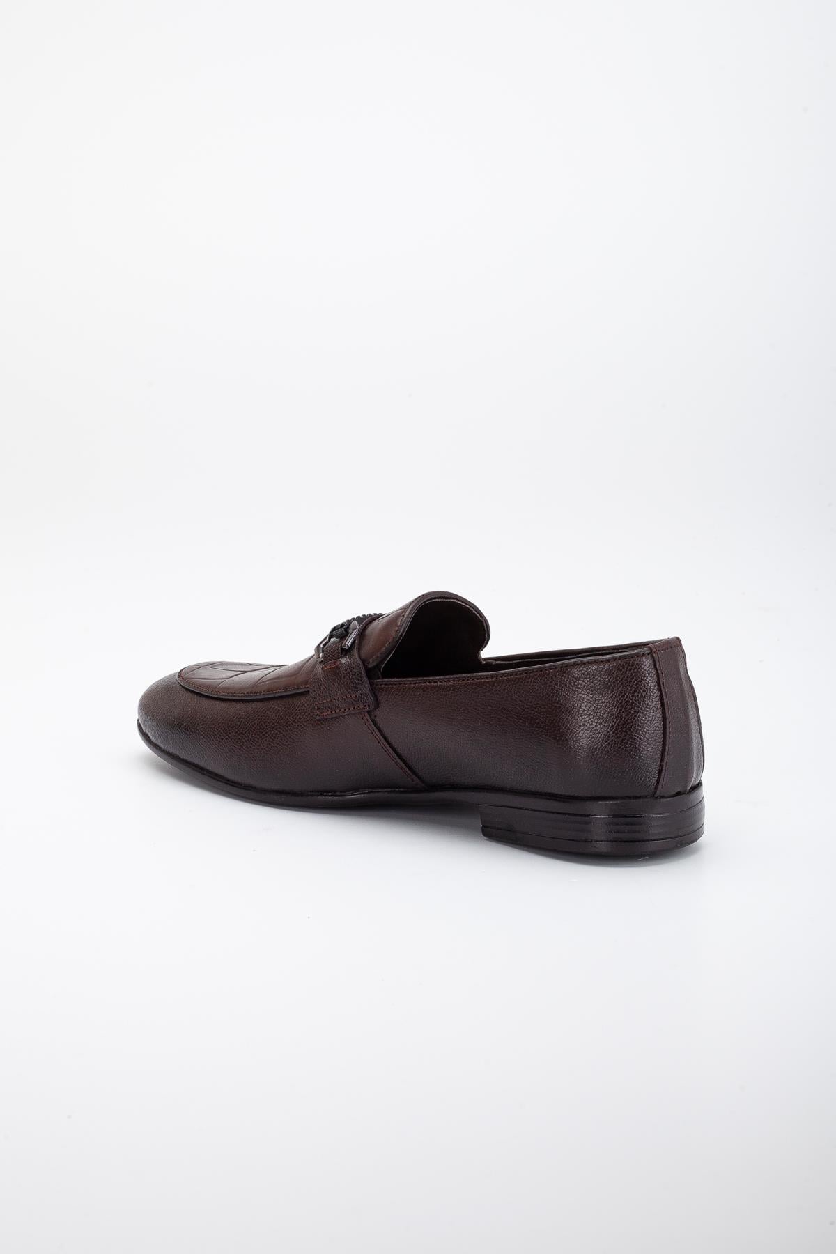 Hakiki Deri Rok Kroko Kahverengi Erkek Klasik Loafer Ayakkabı