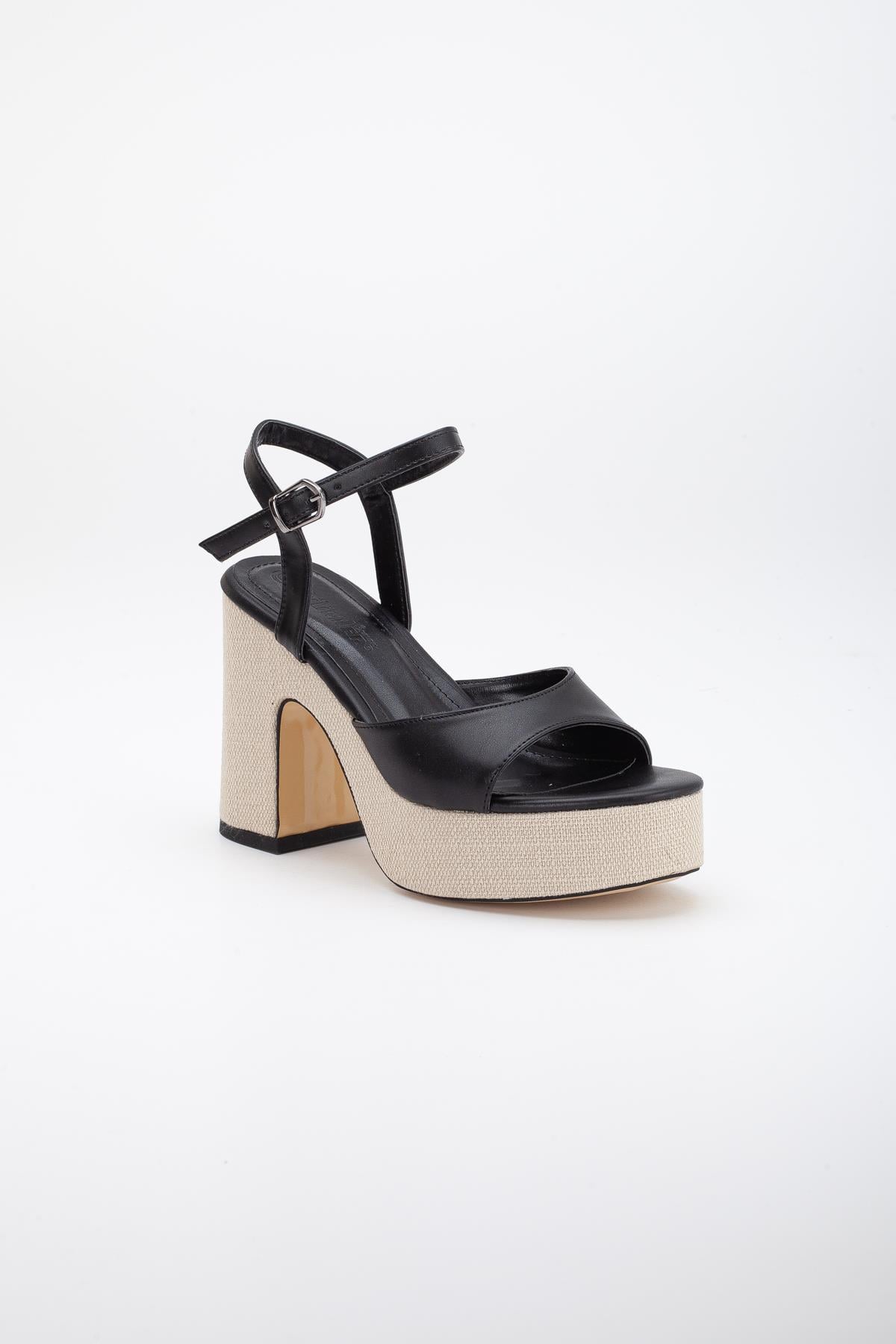 HASIR KAPLAMA TABAN 35MM CİLT  PLATFORM AYAKKABI SİYAH