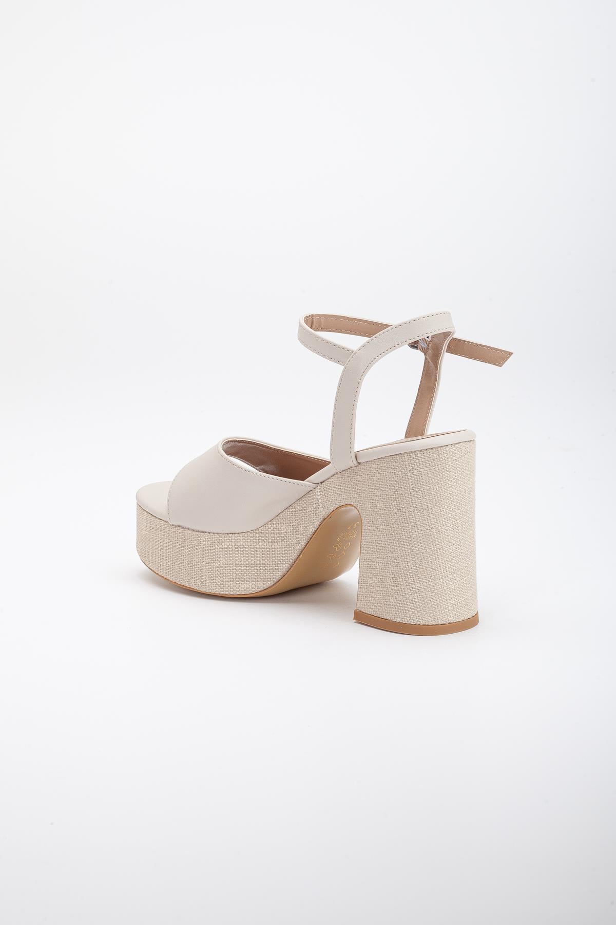 HASIR KAPLAMA TABAN 35MM CİLT  PLATFORM AYAKKABI BEJ