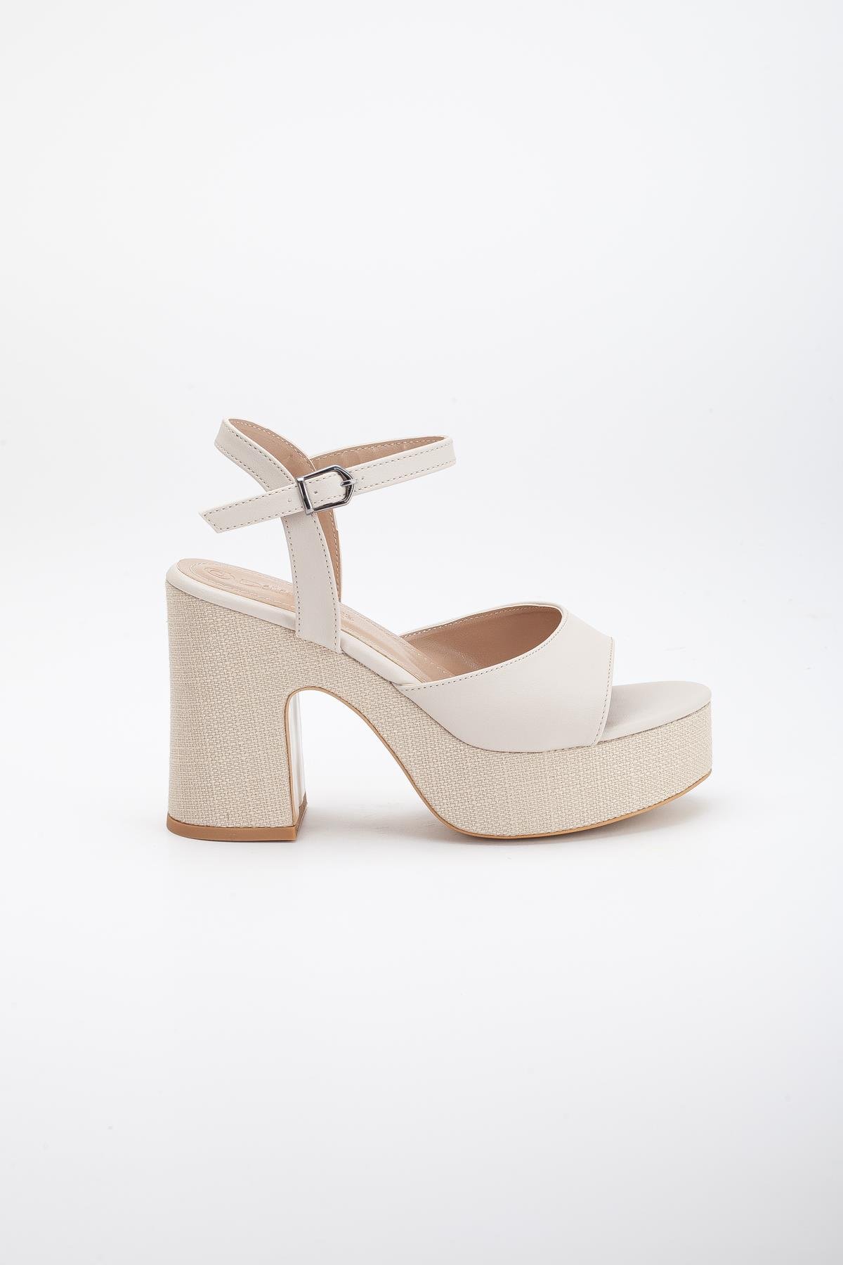 HASIR KAPLAMA TABAN 35MM CİLT  PLATFORM AYAKKABI BEJ