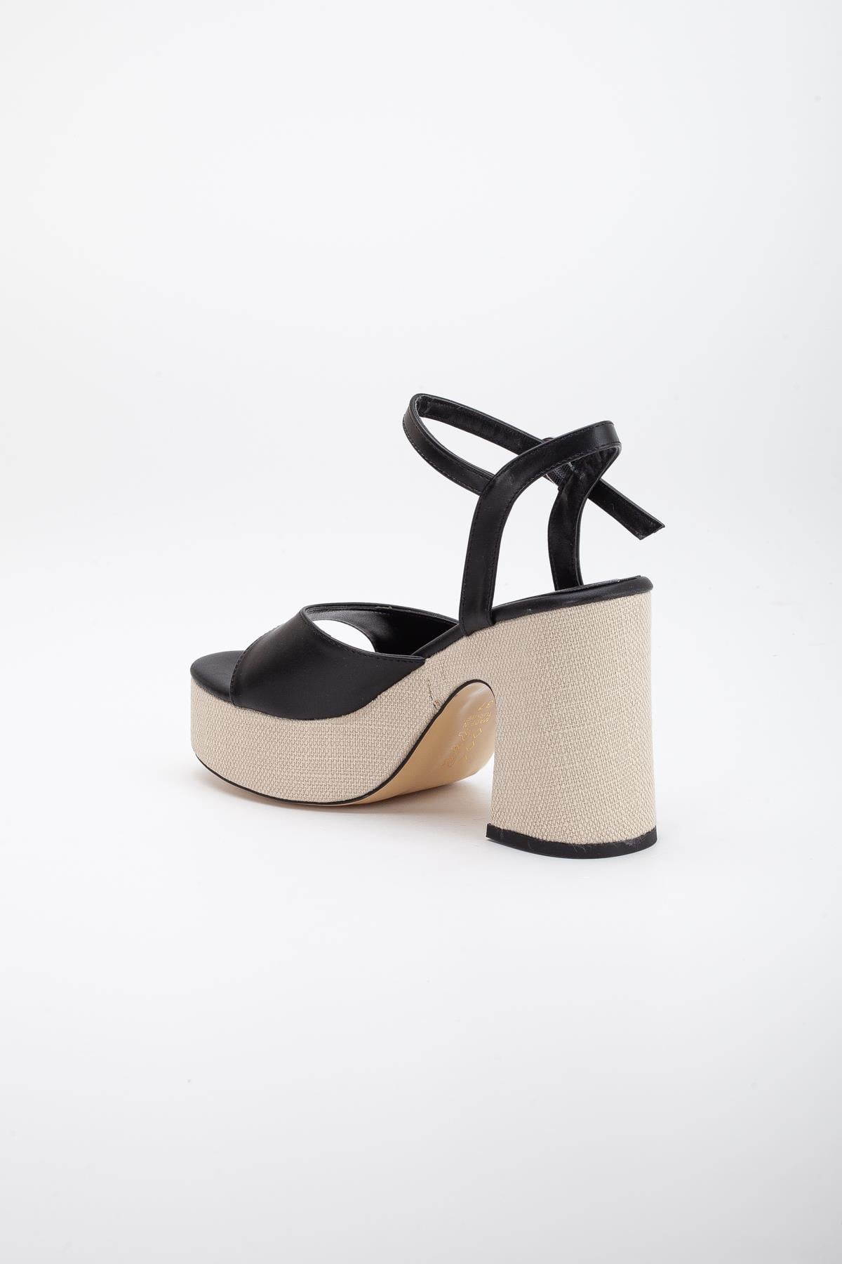 HASIR KAPLAMA TABAN 35MM CİLT  PLATFORM AYAKKABI SİYAH