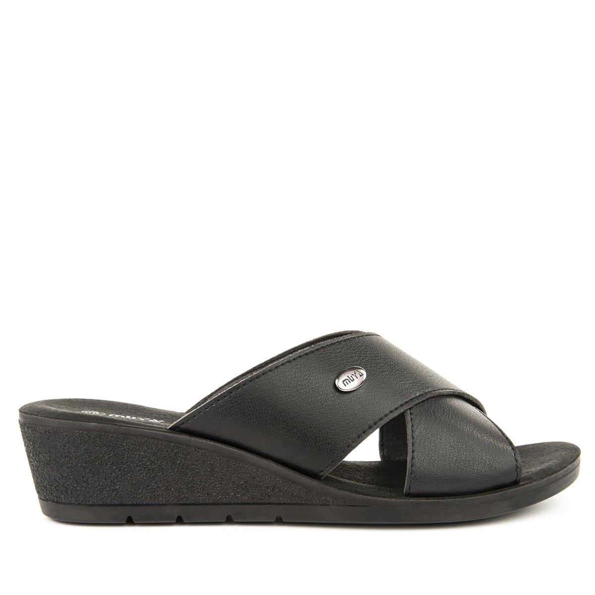 KISA DOLGU TOPUK ÇAPRAZ KADIN TERLİK sİYAH