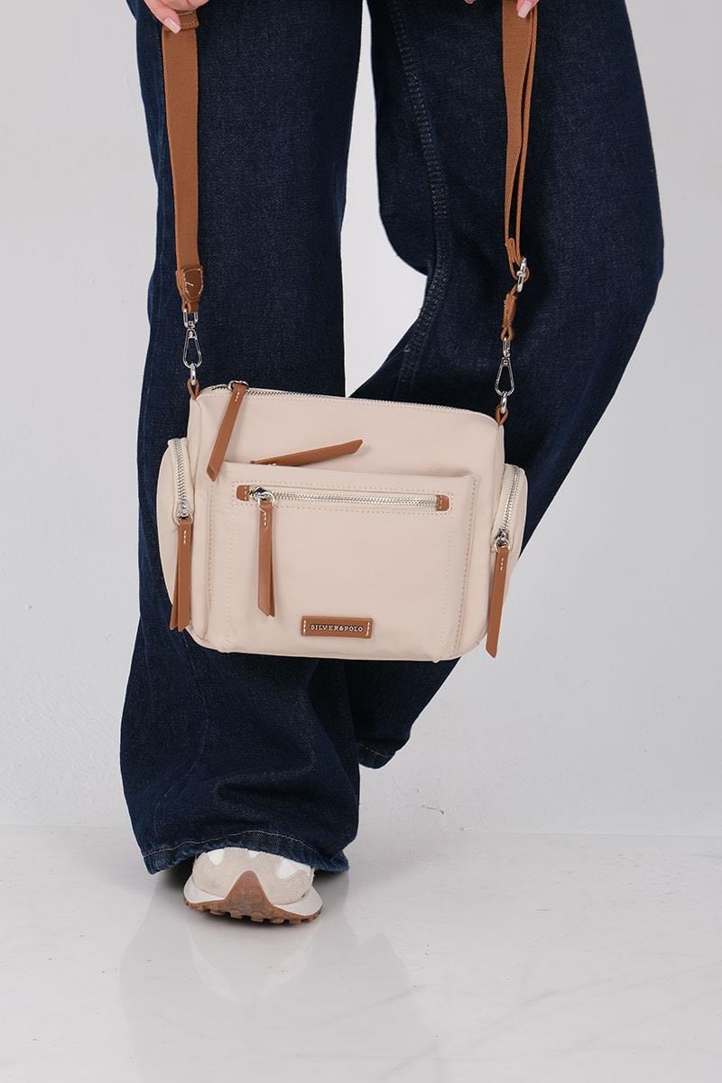 1229-M206Silver & PoloÇapraz ÇantaSilver & Polo 1229 Kadın Çapraz Çanta Bej-Taba