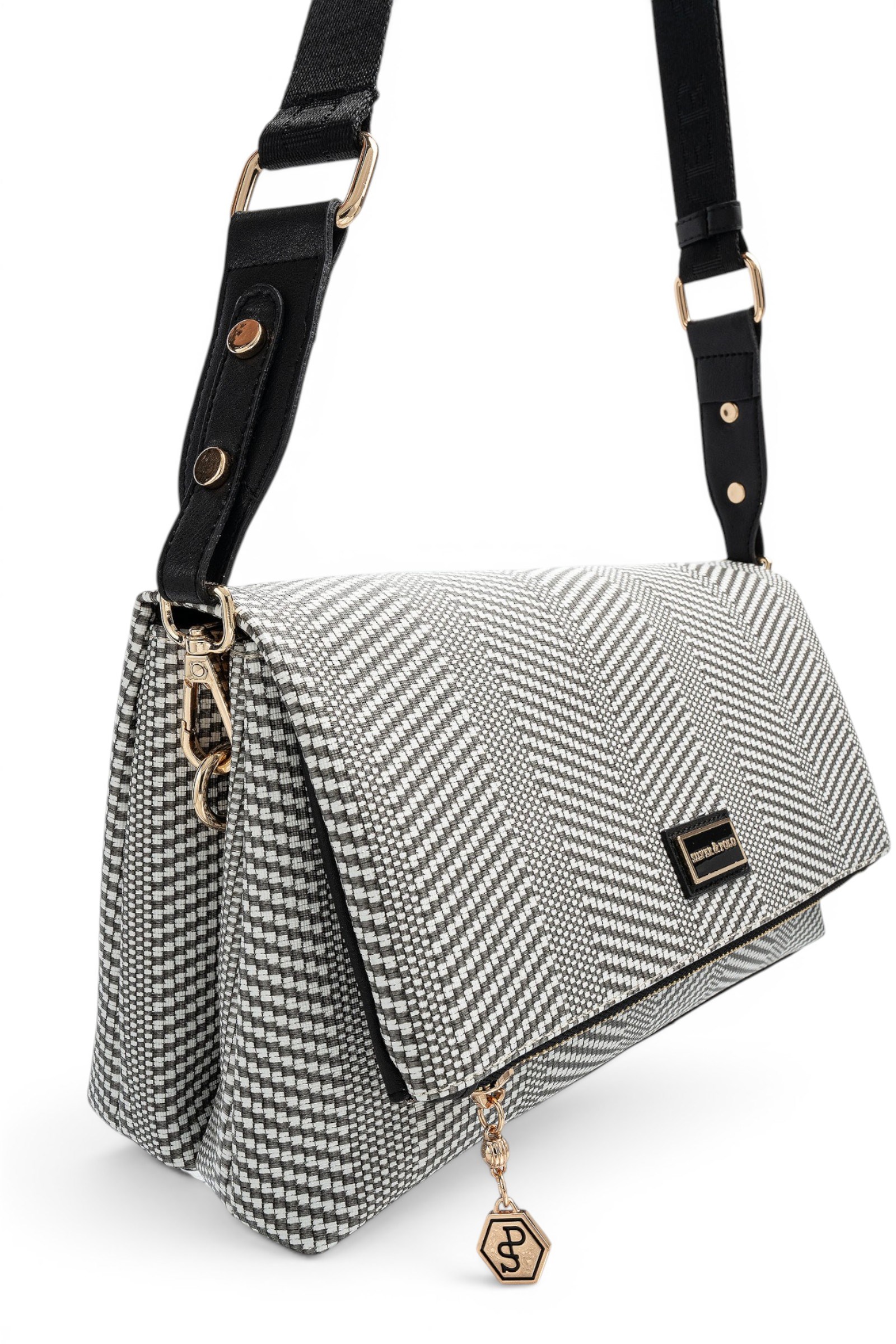 SP1278-M132_1283Silver & PoloÇapraz ÇantaSilver & Polo SP1278 Kadın Çapraz Çanta Siyah Beyaz-Siyah