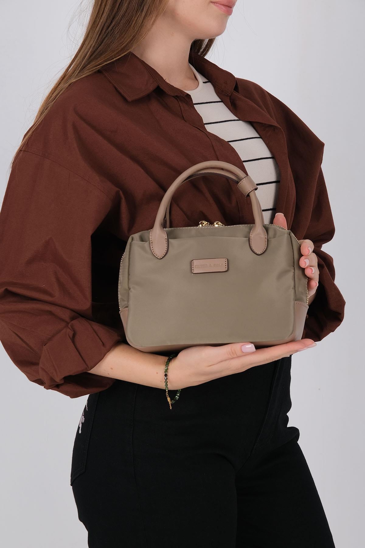 1224-M206Silver & PoloEl ÇantasıSilver & Polo 1224 Kadın El Çantası Yeşil-Kum