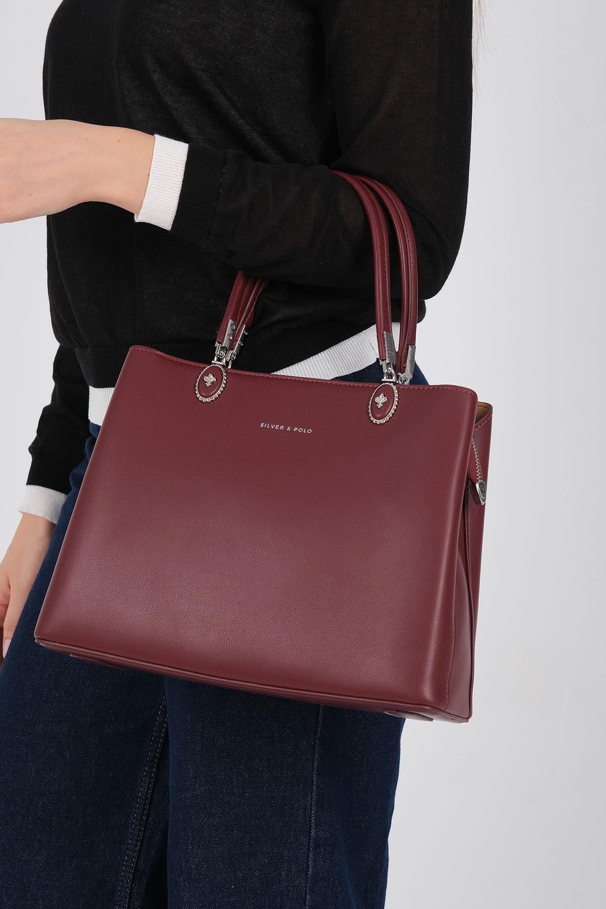 1234-M207Silver & PoloEl ÇantasıSilver & Polo 1234 Kadın El Çantası Bordo