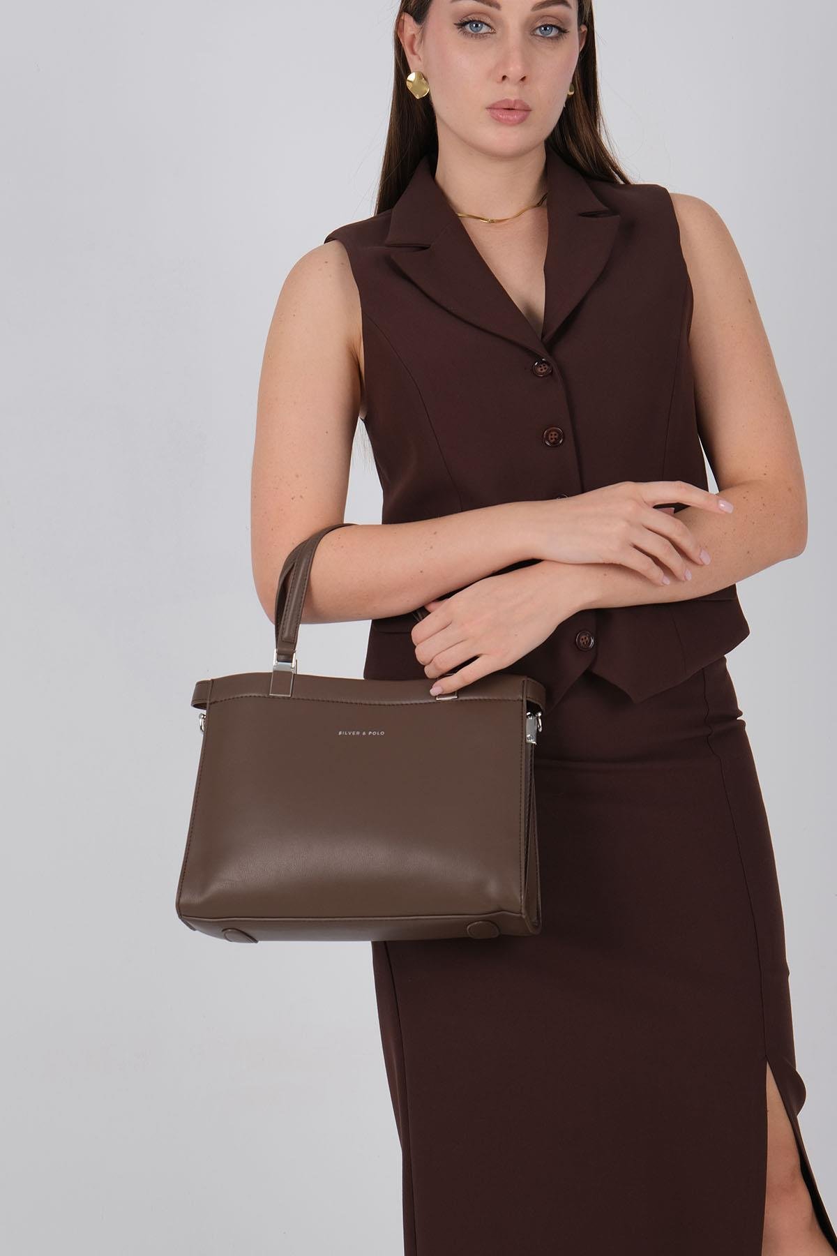 1237-M207Silver & PoloEl ÇantasıSilver & Polo 1237 Kadın El Çantası Kahve
