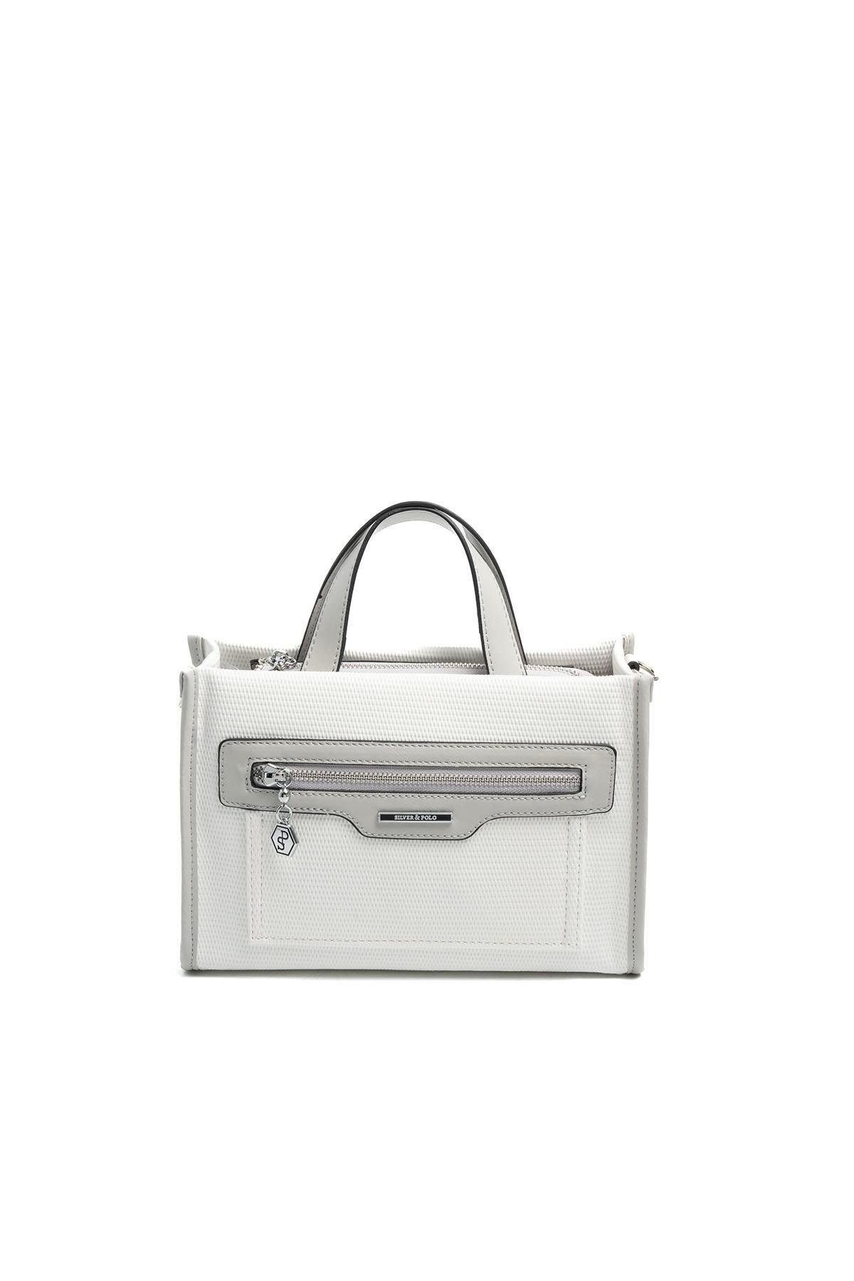 SP1271-M86Silver & PoloEl ÇantasıSilver & Polo SP1271 Kadın El Çantası Beyaz-A.Gri