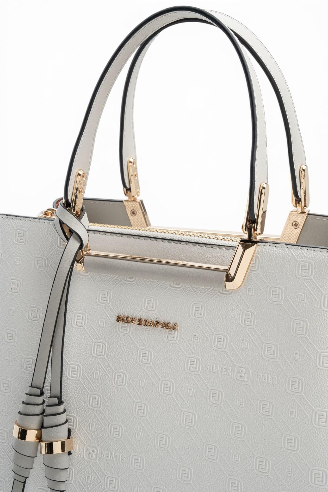 SP969-M46Silver & PoloEl ÇantasıSilver & Polo SP969 Kadın El Çantası Beyaz-A.Gri