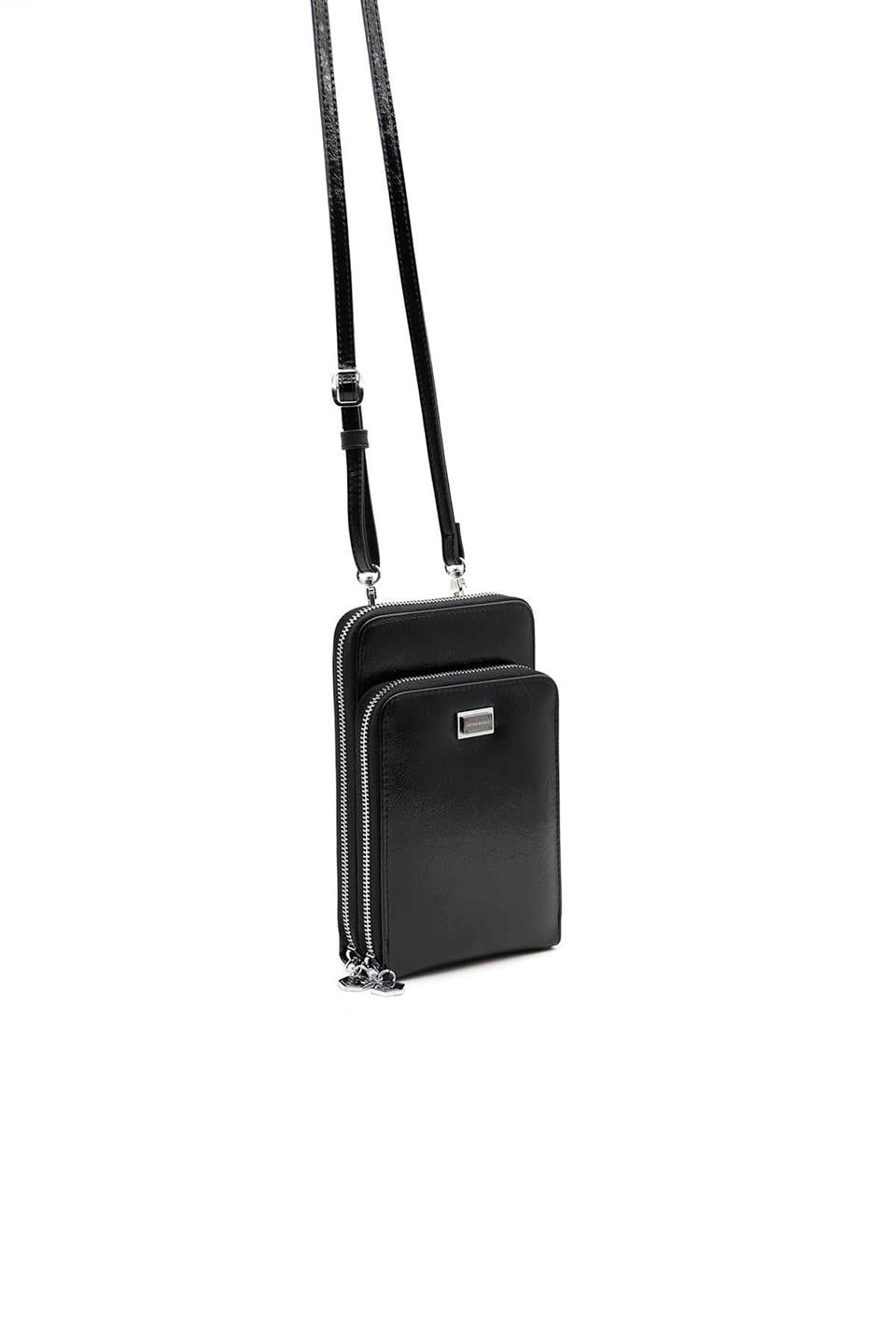 Kadın Askılı Cüzdan Siyah - Siyah SP1011 Silver & Polo