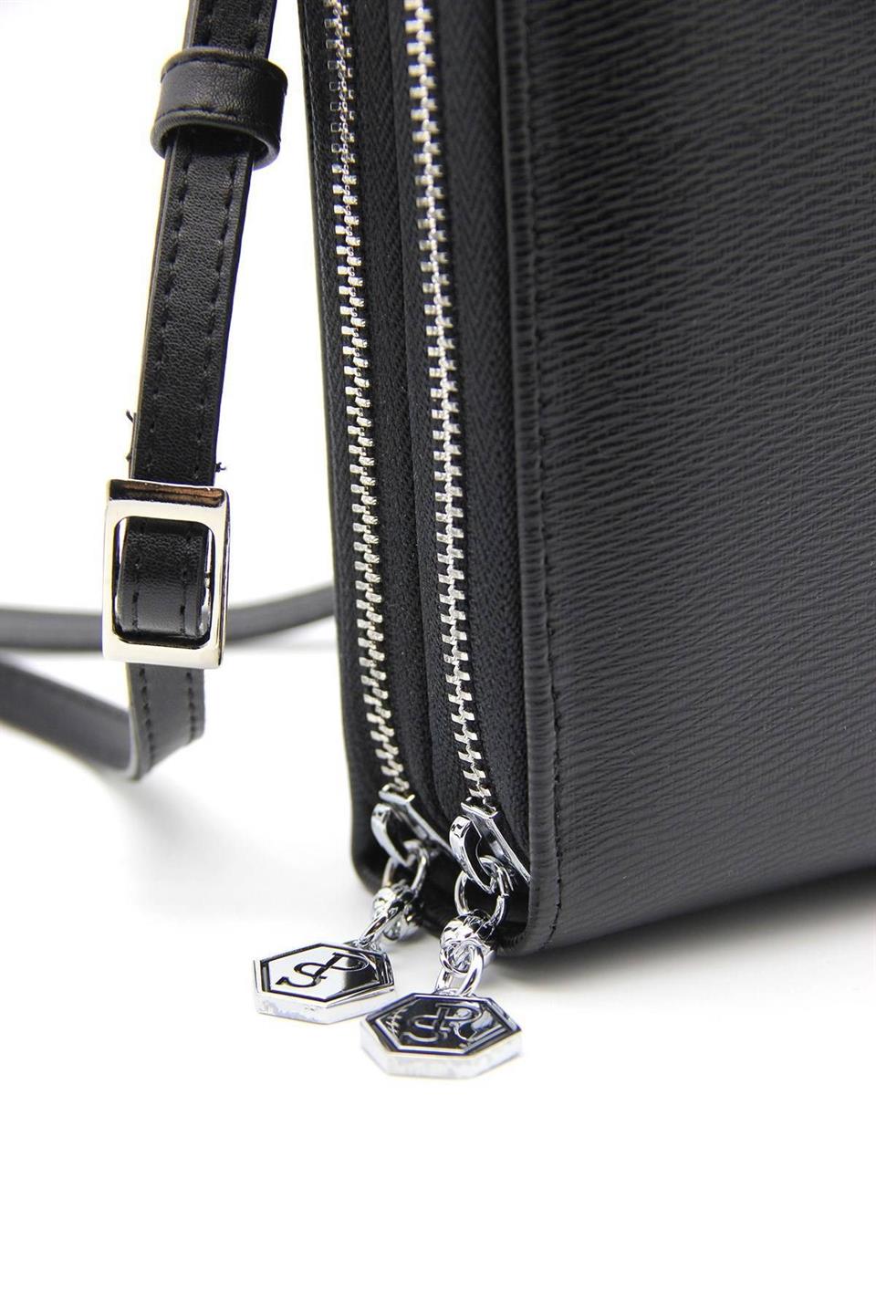 Kadın Askılı Cüzdan Siyah - Siyah SP1011 Silver & Polo