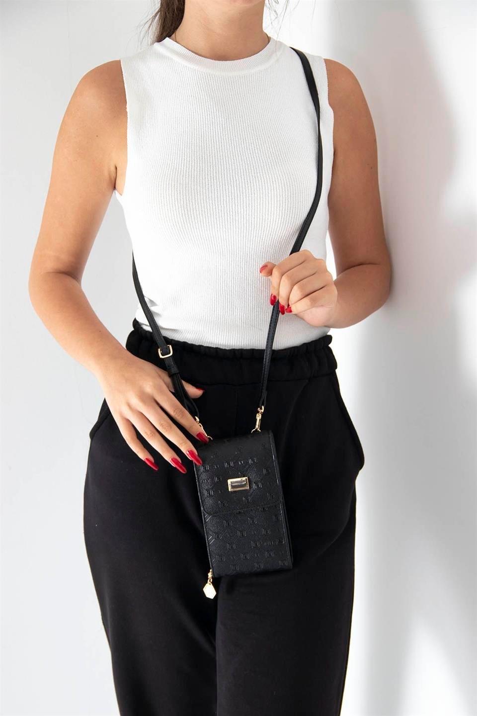 Kadın Askılı Cüzdan Siyah - Siyah SP889 Silver & Polo