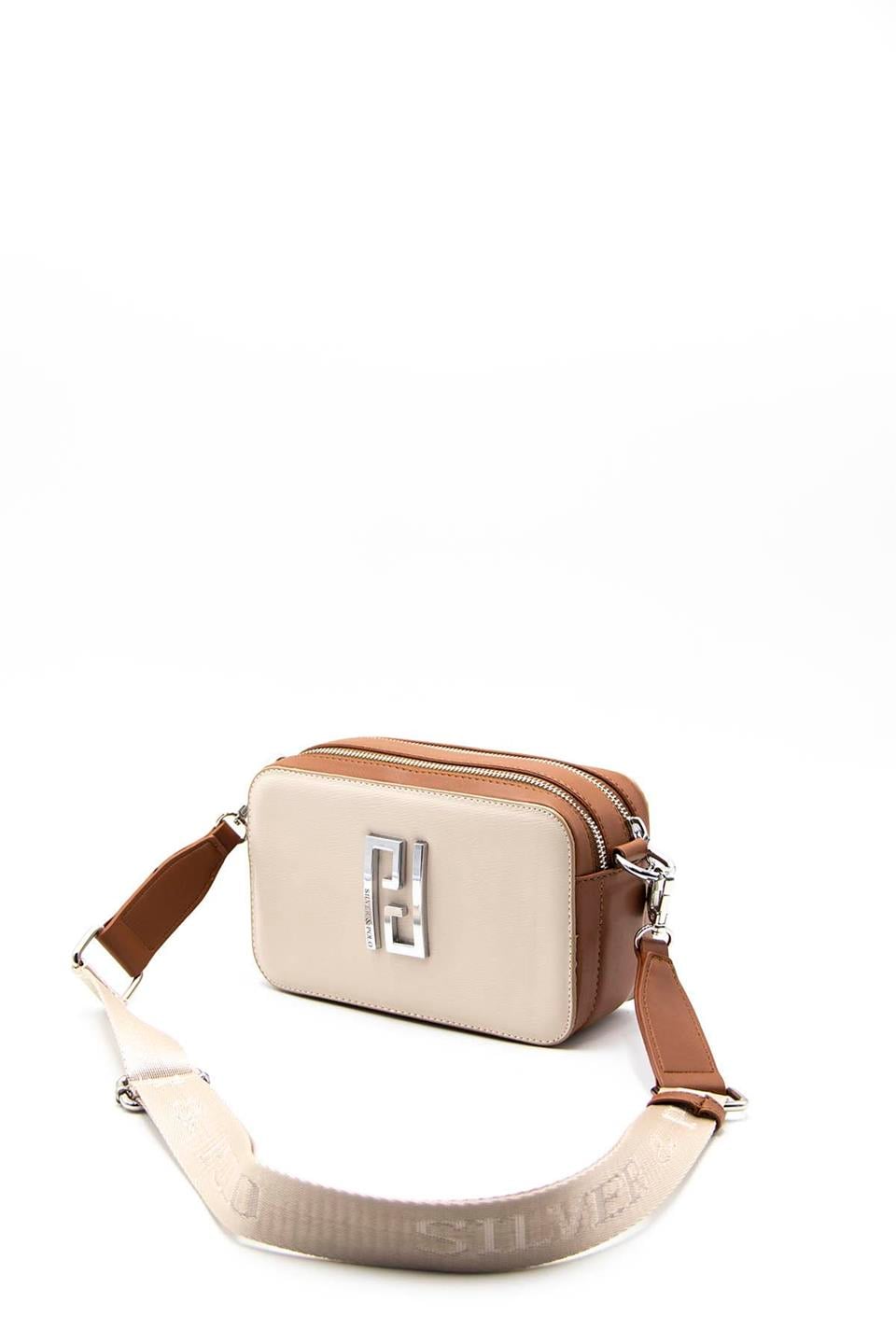 Kadın Çapraz Çanta Bej - A.Taba SP1078 Silver & Polo