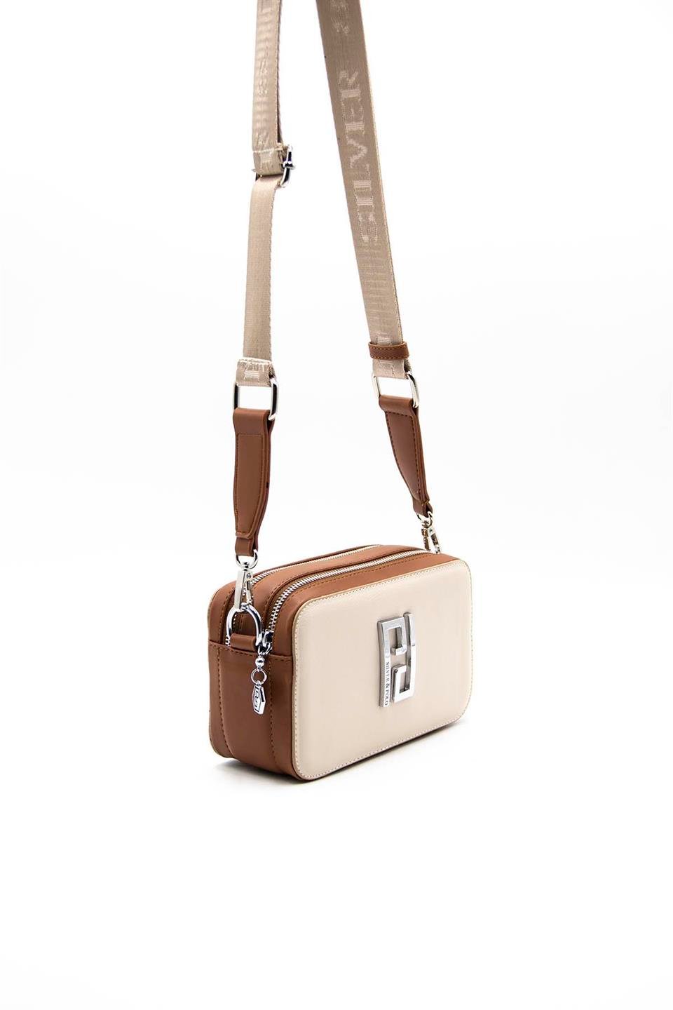Kadın Çapraz Çanta Bej - A.Taba SP1078 Silver & Polo