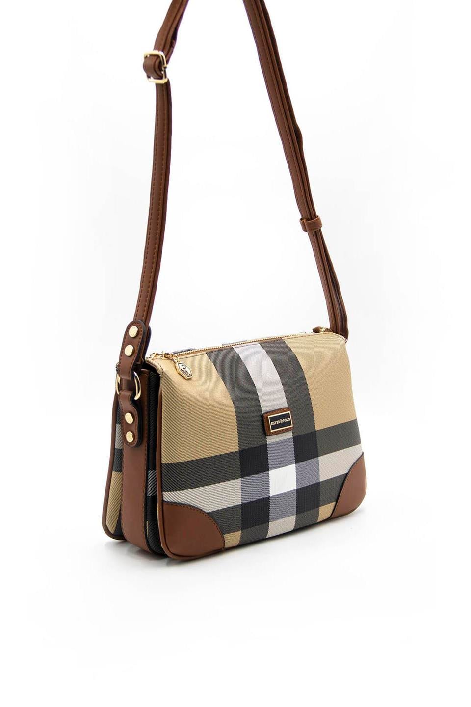 Kadın Çapraz Çanta Bej - Taba SP784 Silver & Polo
