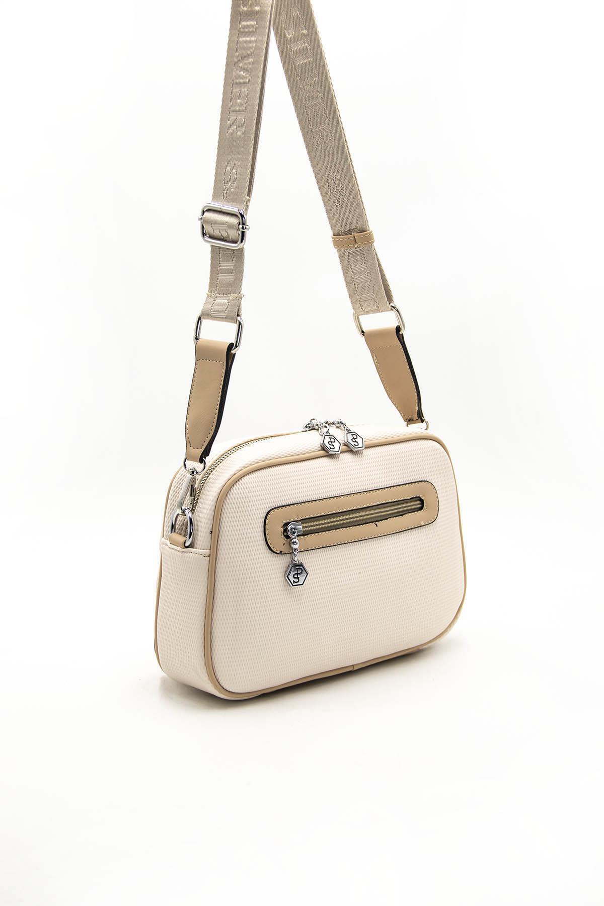 Kadın Çapraz Çanta Bej - Ten SP1094 Silver & Polo