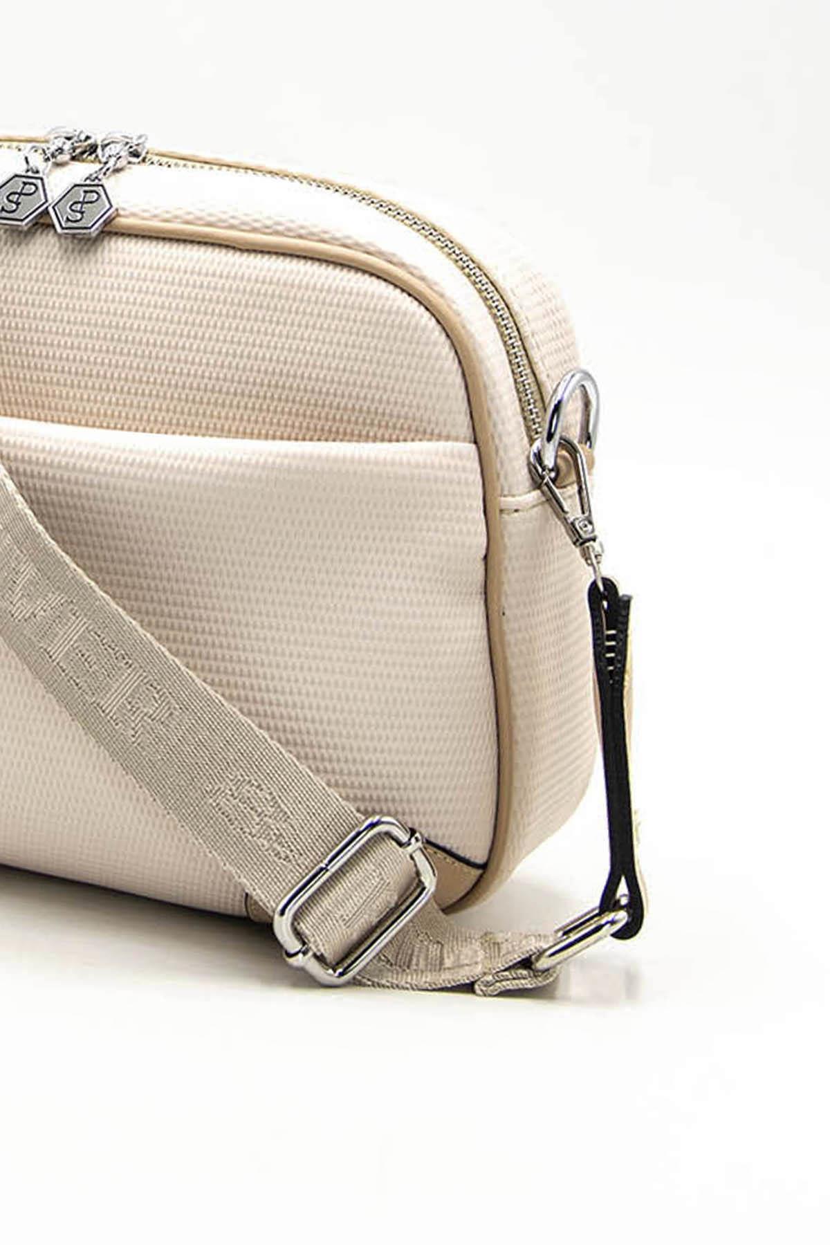 Kadın Çapraz Çanta Bej - Ten SP1094 Silver & Polo