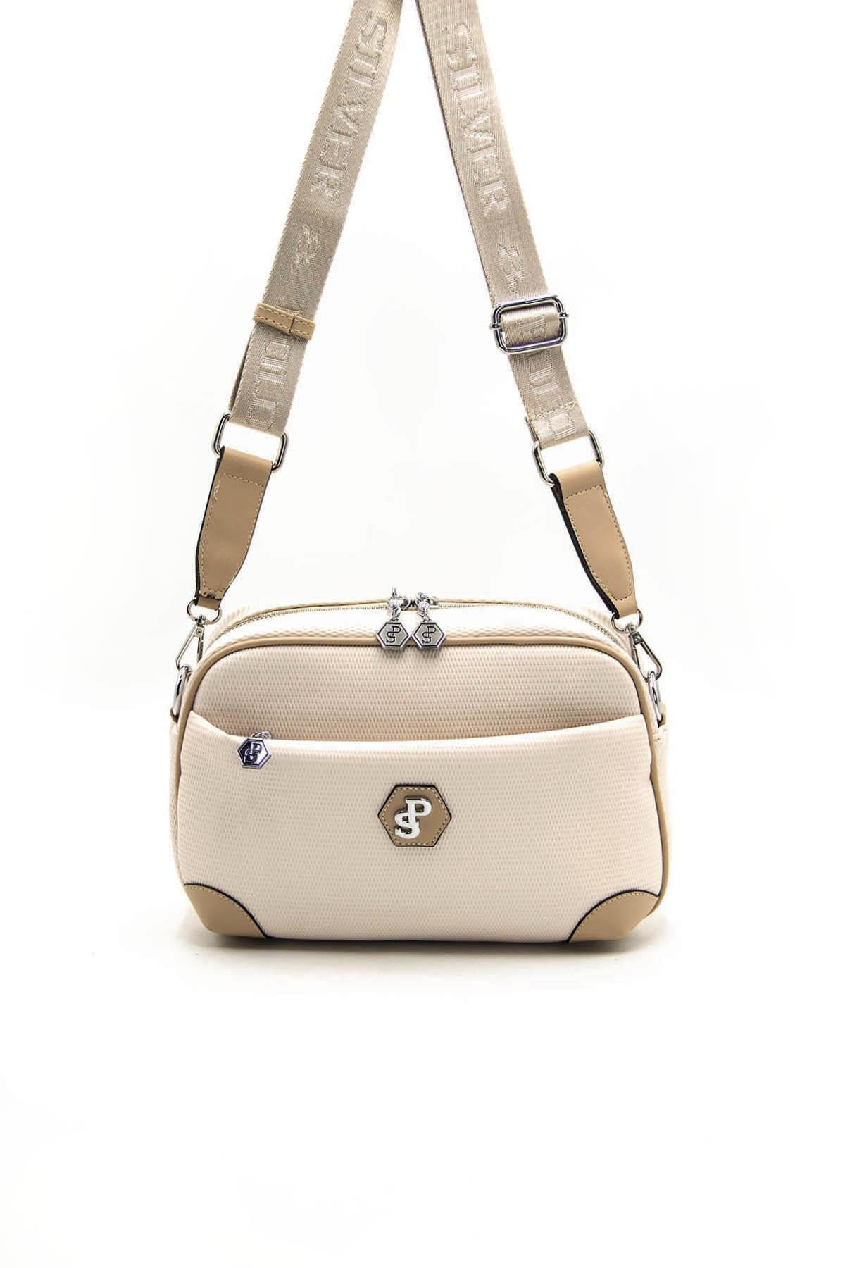 Kadın Çapraz Çanta Bej - Ten SP1094 Silver & Polo