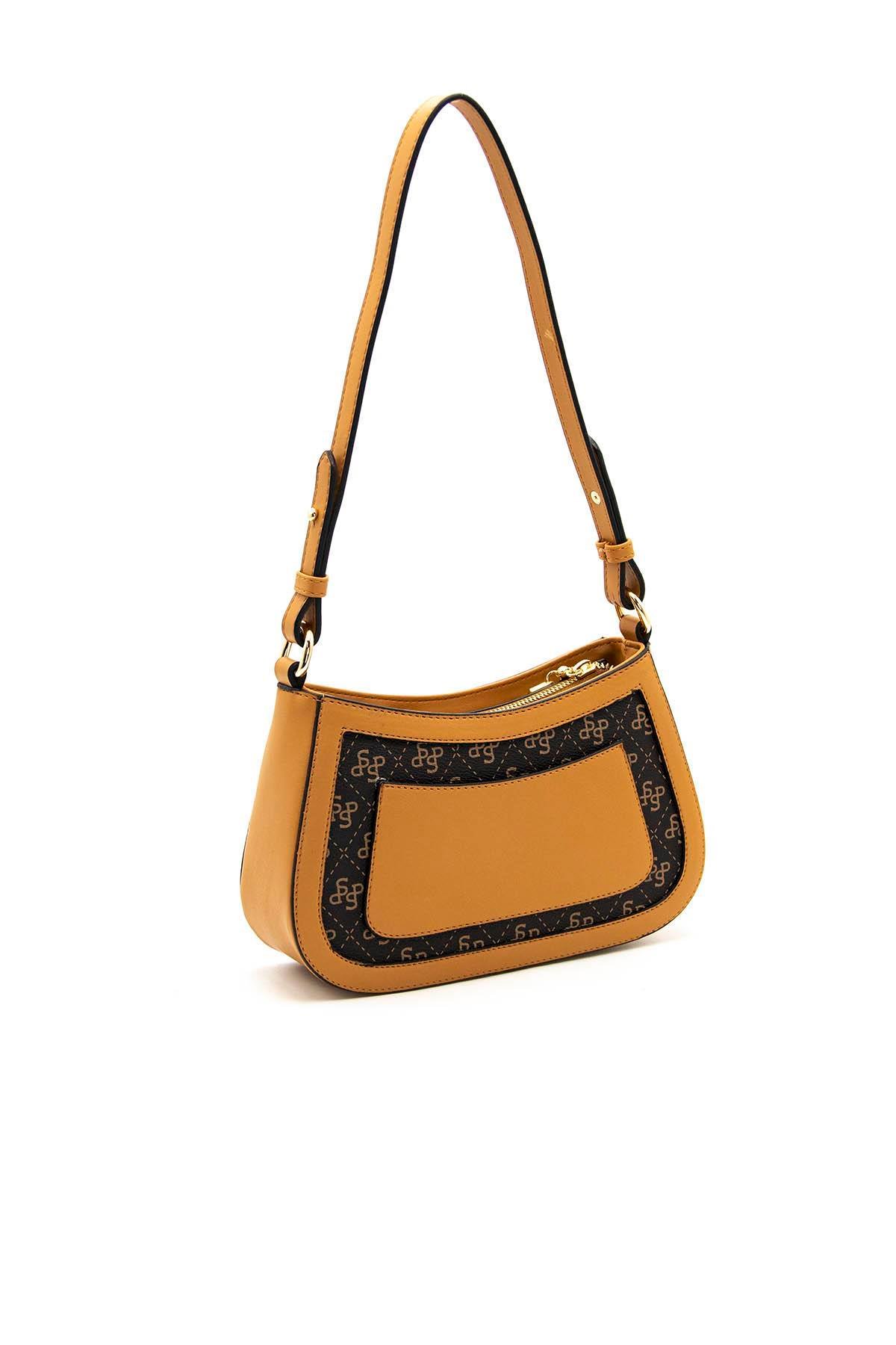 Kadın Çapraz Çanta Kahve Sarı - A.Taba SP1132 Silver & Polo