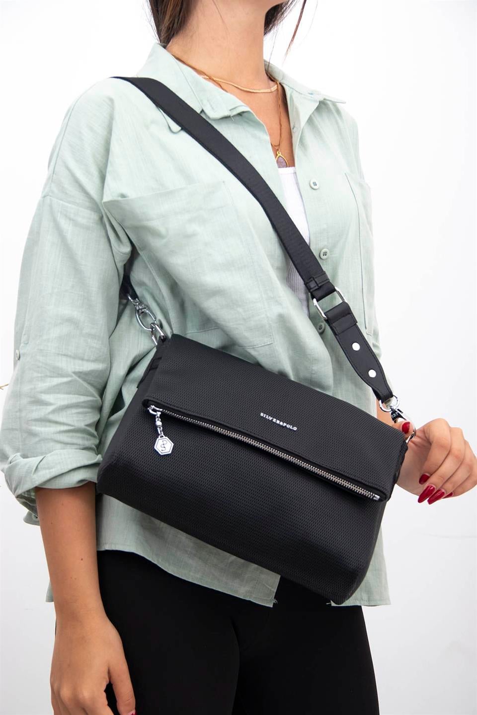 Kadın Çapraz Çanta Siyah - Siyah SP963 Silver & Polo