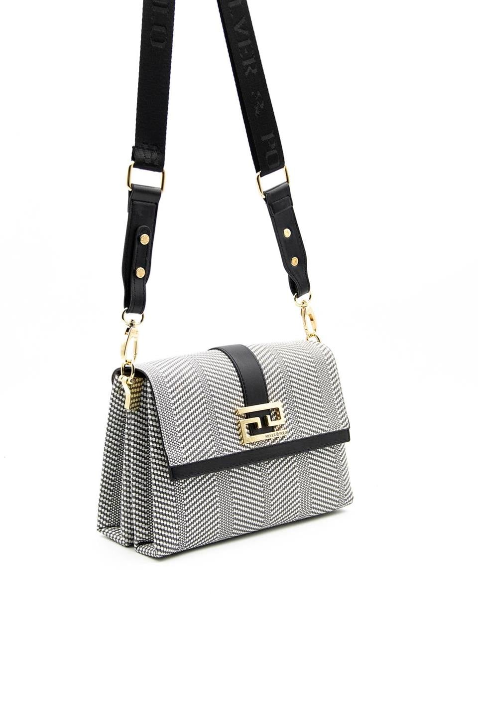 Kadın Çapraz Çanta Siyah Beyaz - Siyah SP1009 Silver & Polo