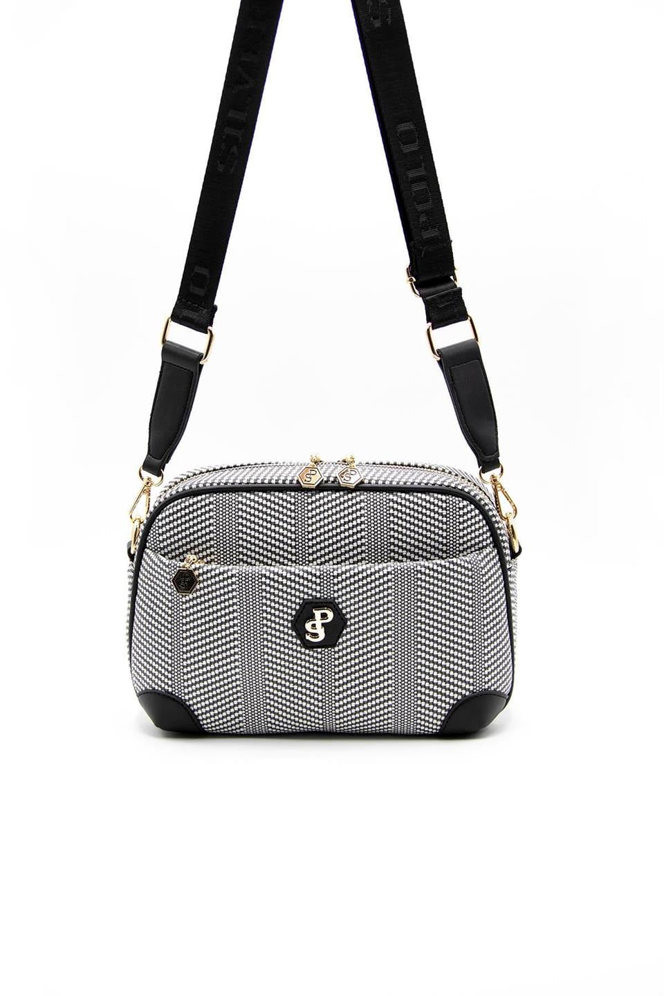 Kadın Çapraz Çanta Siyah Beyaz - Siyah SP1094 Silver & Polo