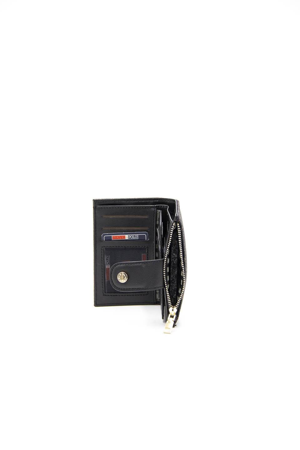 Kadın Cüzdan & Kartlık Siyah Bakır  - Siyah SP1107 Silver & Polo