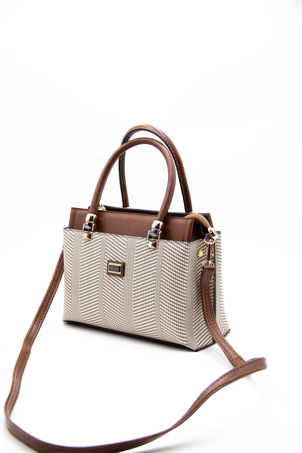 Kadın El Çantası Bej - Taba SP826 Silver & Polo