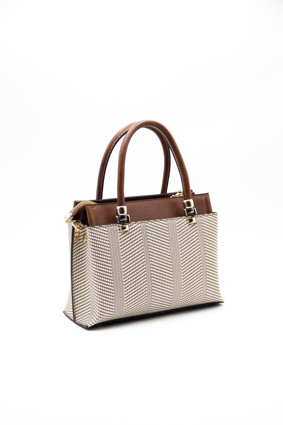 Kadın El Çantası Bej - Taba SP826 Silver & Polo