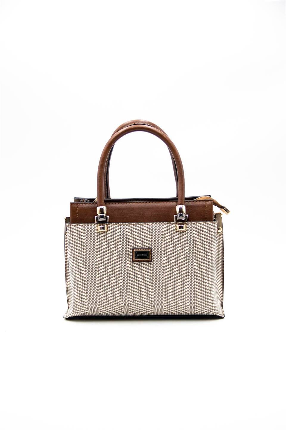 Kadın El Çantası Bej - Taba SP826 Silver & Polo